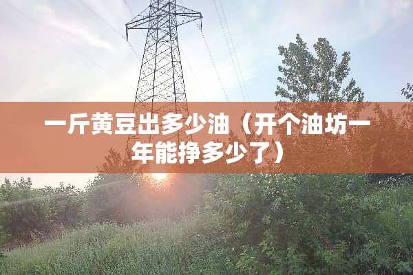 一斤黄豆出多少油(开个油坊一年能挣多少了) 一斤黄豆出多少油(开个油坊一年能挣多少了)