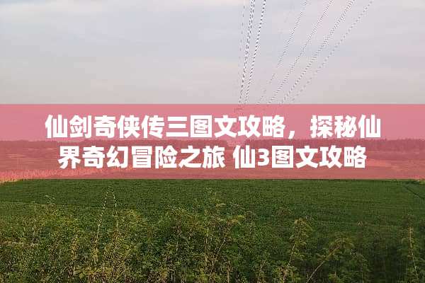 仙剑奇侠传三图文攻略，探秘仙界奇幻冒险之旅 仙3图文攻略