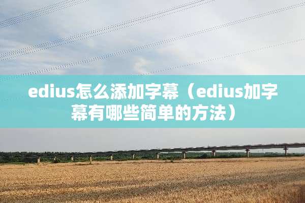 edius怎么添加字幕（edius加字幕有哪些简单的方法）