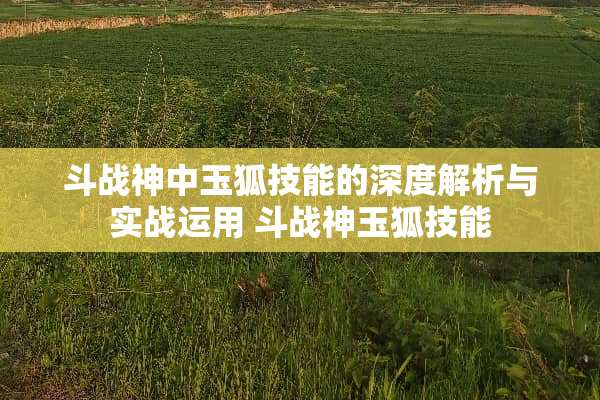斗战神中玉狐技能的深度解析与实战运用 斗战神玉狐技能 斗战神中玉狐技能的深度解析与实战运用 斗战神玉狐技能
