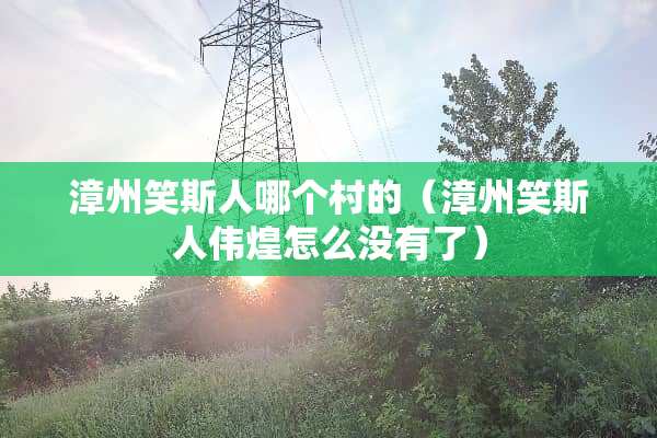 漳州笑斯人哪个村的(漳州笑斯人伟煌怎么没有了) 漳州笑斯人哪个村的(漳州笑斯人伟煌怎么没有了)