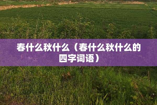 春什么秋什么（春什么秋什么的四字词语）