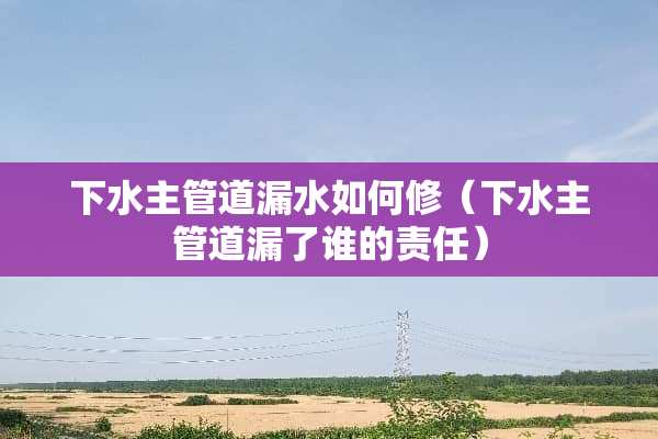 下水主管道漏水如何修（下水主管道漏了谁的责任）