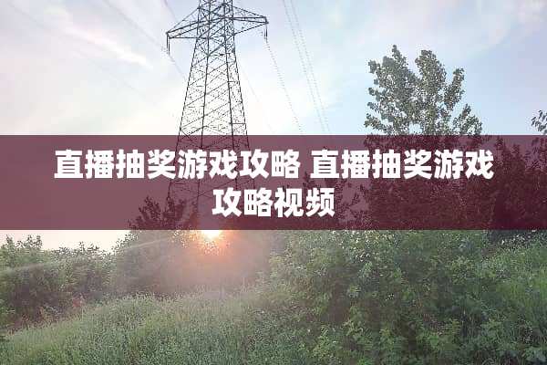 直播抽奖游戏攻略 直播抽奖游戏攻略视频