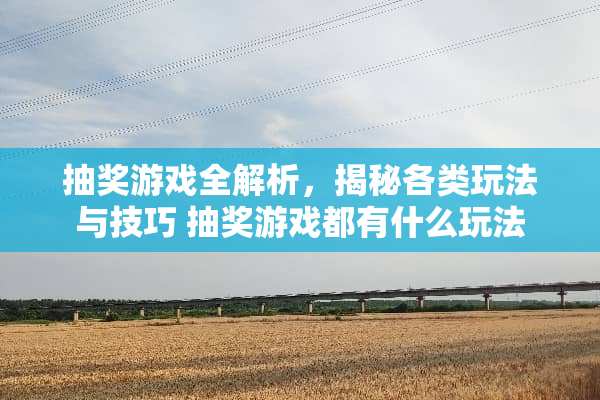 抽奖游戏全解析，揭秘各类玩法与技巧 抽奖游戏都有什么玩法