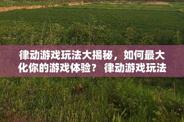 律动游戏玩法大揭秘，如何最大化你的游戏体验？ 律动游戏玩法