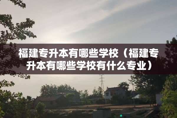 福建专升本有哪些学校（福建专升本有哪些学校有什么专业）