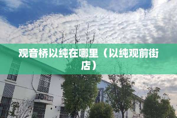 观音桥以纯在哪里（以纯观前街店）