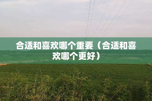 合适和喜欢哪个重要(合适和喜欢哪个更好) 合适和喜欢哪个重要(合适和喜欢哪个更好)