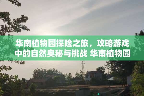 华南植物园探险之旅,攻略游戏中的自然奥秘与挑战 华南植物园攻略游戏 华南植物园探险之旅,攻略游戏中的自然奥秘与挑战 华南植物园攻略游戏
