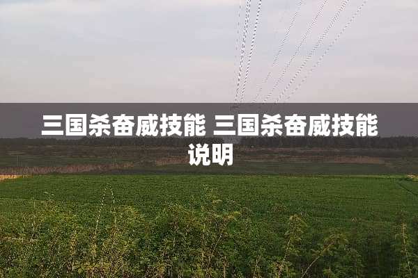 三国杀奋威技能 三国杀奋威技能说明