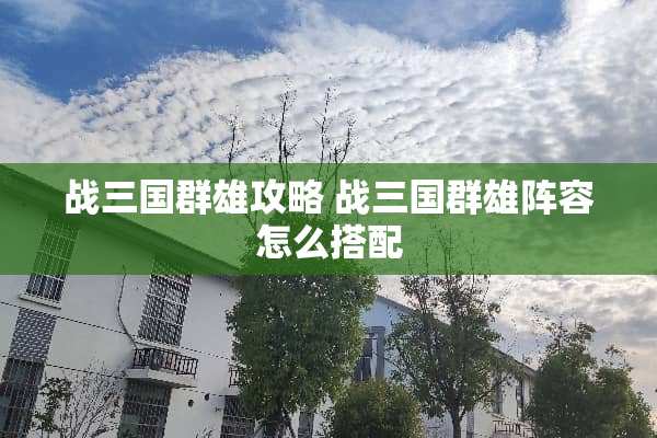战三国群雄攻略 战三国群雄阵容怎么搭配