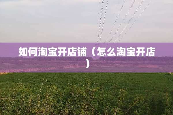 如何淘宝开店铺(怎么淘宝开店) 如何淘宝开店铺(怎么淘宝开店)