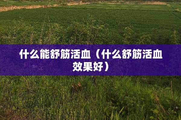 什么能舒筋活血（什么舒筋活血效果好）