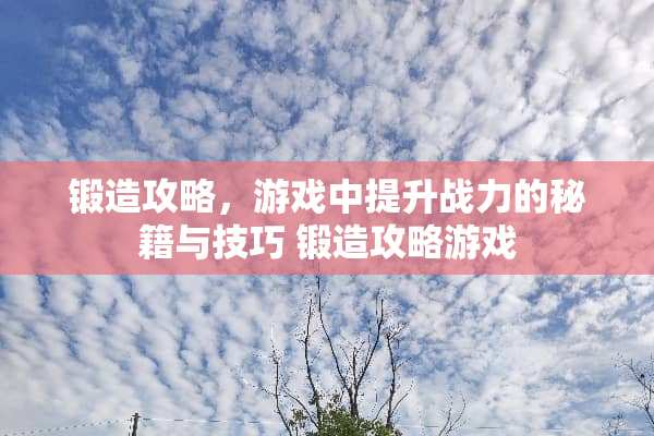 锻造攻略,游戏中提升战力的秘籍与技巧 锻造攻略游戏 锻造攻略,游戏中提升战力的秘籍与技巧 锻造攻略游戏