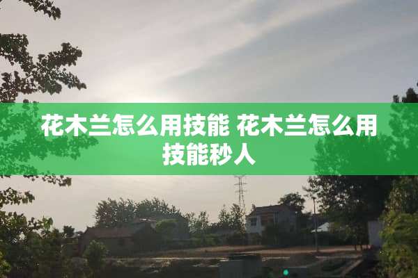 花木兰怎么用技能 花木兰怎么用技能秒人
