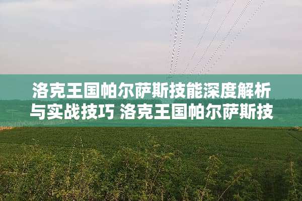 洛克王国帕尔萨斯技能深度解析与实战技巧 洛克王国帕尔萨斯技能