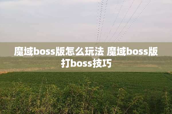 魔域boss版怎么玩法 魔域boss版打boss技巧