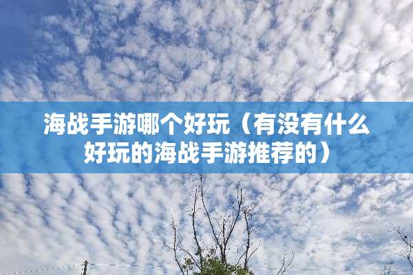 海战手游哪个好玩（有没有什么好玩的海战手游推荐的）