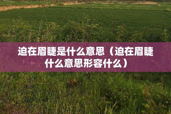 迫在眉睫是什么意思(迫在眉睫什么意思形容什么) 迫在眉睫是什么意思(迫在眉睫什么意思形容什么)