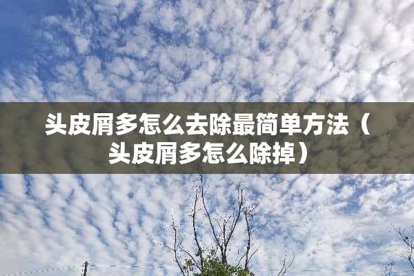 头皮屑多怎么去除最简单方法（头皮屑多怎么除掉）