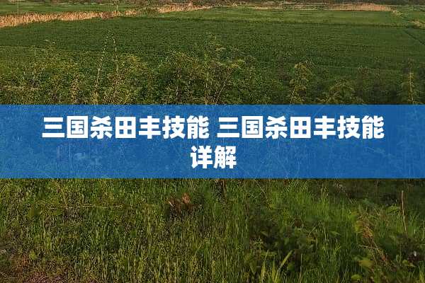 三国杀田丰技能 三国杀田丰技能详解