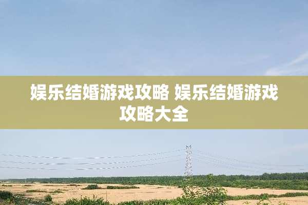 娱乐结婚游戏攻略 娱乐结婚游戏攻略大全
