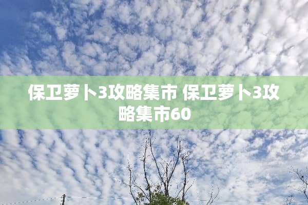 保卫萝卜3攻略集市 保卫萝卜3攻略集市60