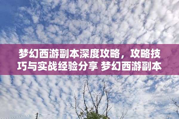 梦幻西游副本深度攻略,攻略技巧与实战经验分享 梦幻西游副本攻略 梦幻西游副本深度攻略,攻略技巧与实战经验分享 梦幻西游副本攻略