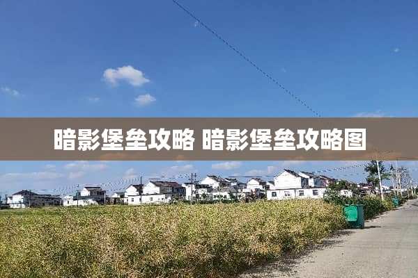 暗影堡垒攻略 暗影堡垒攻略图