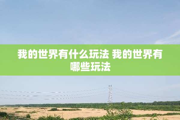 我的世界有什么玩法 我的世界有哪些玩法