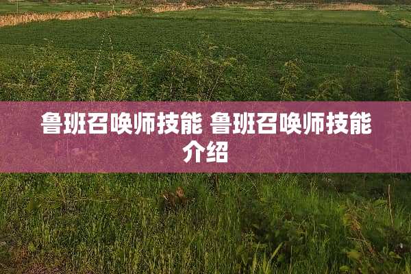 鲁班召唤师技能 鲁班召唤师技能介绍 鲁班召唤师技能 鲁班召唤师技能介绍