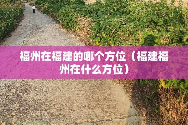 福州在福建的哪个方位（福建福州在什么方位）