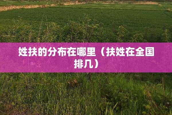姓扶的分布在哪里(扶姓在全国排几) 姓扶的分布在哪里(扶姓在全国排几)