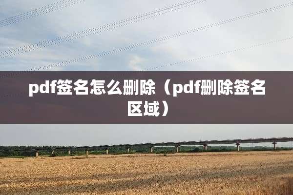 pdf签名怎么删除（pdf删除签名区域）