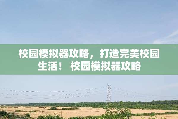 校园模拟器攻略，打造完美校园生活！ 校园模拟器攻略