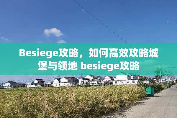 Besiege攻略,如何高效攻略城堡与领地 besiege攻略 Besiege攻略,如何高效攻略城堡与领地 besiege攻略
