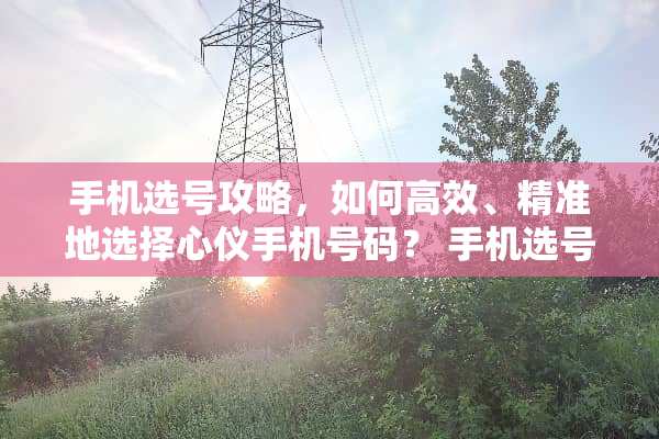 手机选号攻略,如何高效、精准地选择心仪手机号码? 手机选号攻略 手机选号攻略,如何高效、精准地选择心仪手机号码? 手机选号攻略