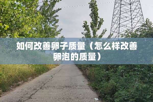 如何改善卵子质量（怎么样改善卵泡的质量）