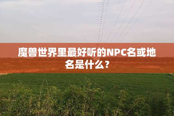 魔兽世界里最好听的NPC名或地名是什么？
