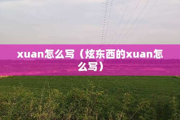 xuan怎么写（炫东西的xuan怎么写）