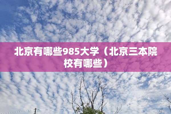北京有哪些985大学(北京三本院校有哪些) 北京有哪些985大学(北京三本院校有哪些)