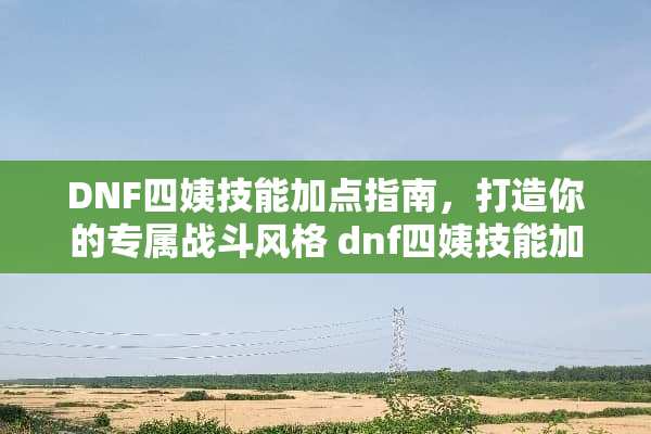 DNF四姨技能加点指南，打造你的专属战斗风格 dnf四姨技能加点