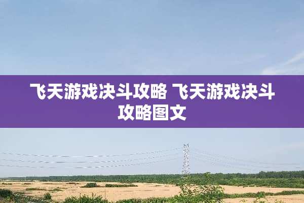 飞天游戏决斗攻略 飞天游戏决斗攻略图文 飞天游戏决斗攻略 飞天游戏决斗攻略图文