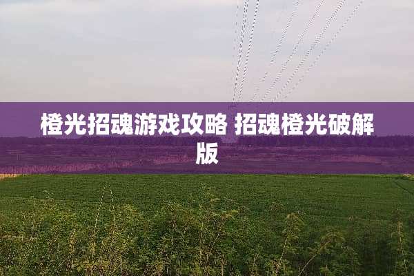 橙光招魂游戏攻略 招魂橙光**版