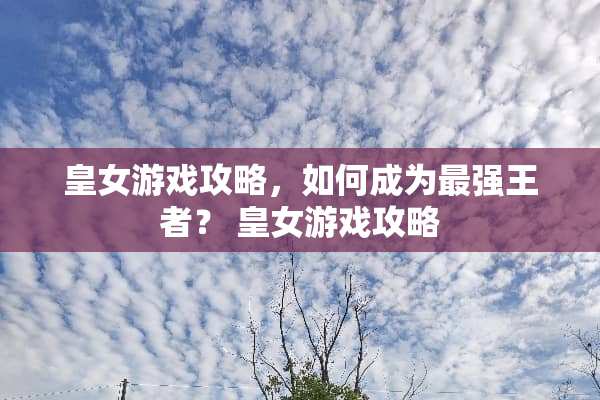 皇女游戏攻略，如何成为最强王者？ 皇女游戏攻略