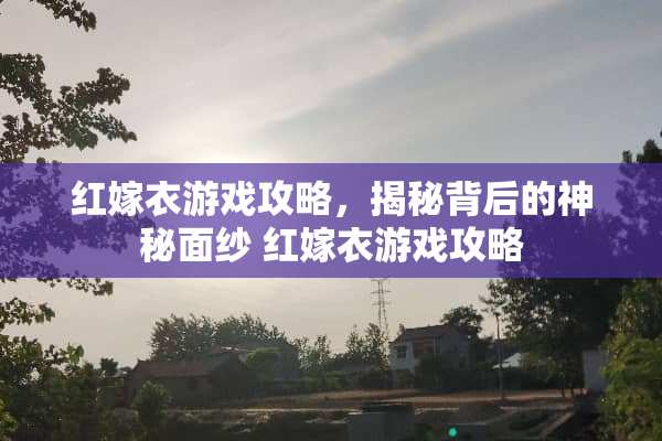 红嫁衣游戏攻略，揭秘背后的神秘面纱 红嫁衣游戏攻略