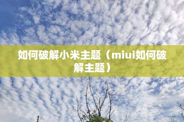 如何**小米主题（miui如何**主题）