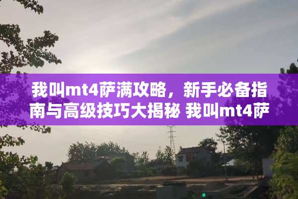 我叫mt4萨满攻略，新手必备指南与高级技巧大揭秘 我叫mt4萨满攻略
