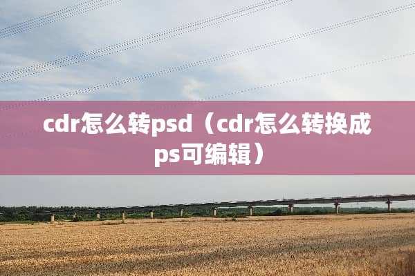 cdr怎么转psd（cdr怎么转换成ps可编辑）